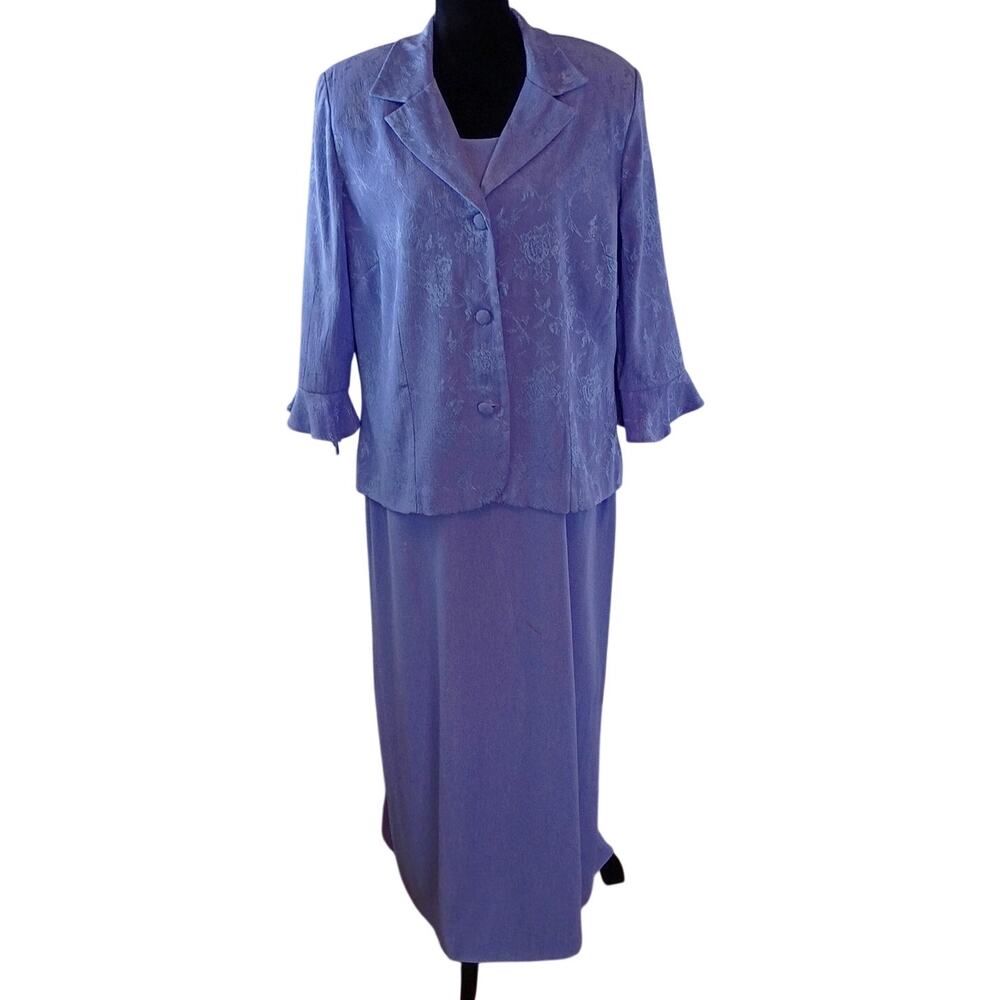 LADY DORBY Women's Vintage  Two Piece Set  Maxi Dress Jacket 2XL Rayon Formal - Picture 2 of 8